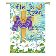 23331X: He Is Risen, Cross and Lilies Flag, Large