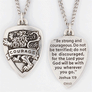 61149X: Courage Shield Pendant, Joshua 1:9