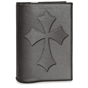 743809: Leather Bible Cover with Cross, Black, Large
