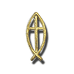 225460: Cross in Fish Lapel Pin, Gold Plated